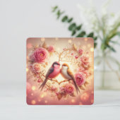 ラブバード開花 – ロマンチックなバレンタインデーカード シーズンカード (スタンド正面)