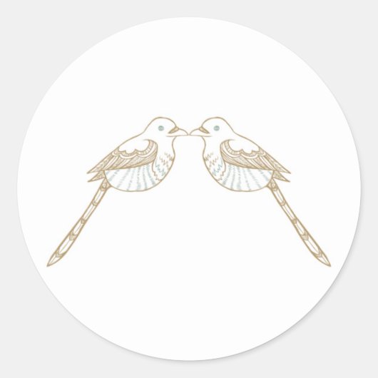 ラブバード黒/白結婚の封筒用シール ラウンドシール (正面)