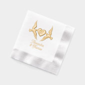 ラブバード1イニシャルハートモノグラムカップル名 箔ナプキン (左)