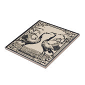 ラブバード2つ鶴ブラックアールデコアールヌーボー タイル (側面)