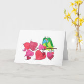 ラブバード, "おめでとう" カード (黄色い花)