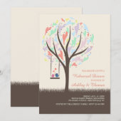 ラブバード オン ア スウィング パステル インビテーション (正面/裏面)