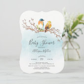 ラブバード カップル ベビーシャワー 招待状 (スタンド正面)