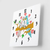 ラブバード スクエア壁時計 (傾斜)