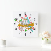 ラブバード スクエア壁時計 (ホーム)