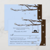 ラブバード スノーフレーク オークの木 RSVP（食事のオプション） 出欠カード (正面/裏面)