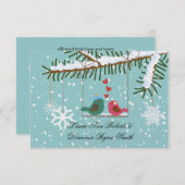 ラブバード スノーフレーク スノー クリスマス ポストウェディング 出欠カード (正面/裏面)