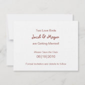 ラブバード・セーブ・ザ・デート招待状 セーブザデート (裏面)