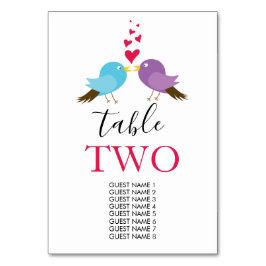 ラブバード&ハート結婚ズゲスト名 テーブルナンバー