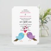 ラブバード&ハート結婚式招待状 招待状 (スタンド正面)