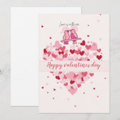 ラブバード ハート カード – ハッピー バレンタイン (正面/裏面)