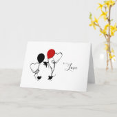 ラブバード&バルーンハート誕生日 カード (黄色い花)