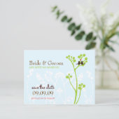 ラブバード（パウダーブルー）日付を保存 案内ポストカード (スタンド正面)