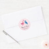 ラブバード – ピンクとブルーの結婚式用シール ラウンドシール (封筒)