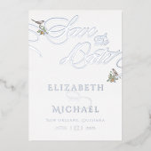 ラブバード・フォイルがデートを救う 箔招待状 (正面)