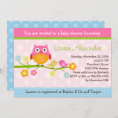 ラブバード&フクロウオンブランチベビーシャワー招待状 招待状 (正面/裏面)