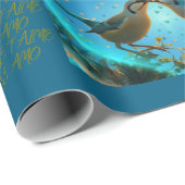 ラブバード – ラッピング紙ブルー ラッピングペーパー (ロールコーナー)