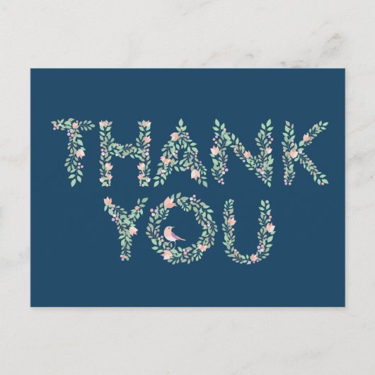 ラブバード＆レターズ サンクスユー ネイビー ポストカード (正面)