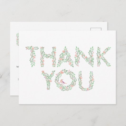 ラブバード＆レターズ サンクスユー ポストカード (正面/裏面)