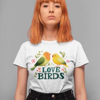 ラブバード - ロマンチックな愛の鳥のイラスト Tシャツ