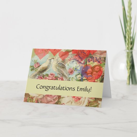 ラブバード ヴィンテージ アンティーク ハート カード (正面)