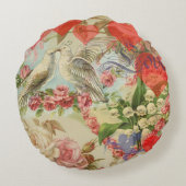 ラブバード ヴィンテージ アンティーク ハート ラウンドクッション (裏面)