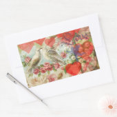 ラブバード ヴィンテージ アンティーク ハート 長方形シール (封筒)