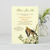 ラブバード ヴィンテージ ウェディング アニバーサリー 招待状 (スタンド正面)