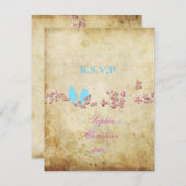 ラブバード、大きな出欠/DIYカラー 出欠カード (正面/裏面)