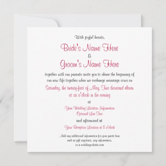 ラブバード 招待状 (裏面)