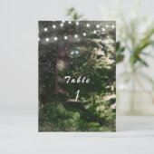ラブバード + 松の木の夜のウェディングテーブルナンバー 招待状 (スタンド正面)