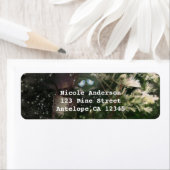 ラブバード + 松の木の夜のカントリーウェディング ラベル (インサイチュ)