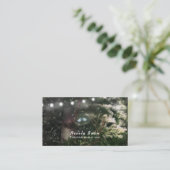 ラブバード + 松の木の夜のルーラルストリングライト 名刺 (スタンド正面)