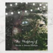 ラブバード+松の木の夜の結婚ワインカスタム ワインラベル (シングルラベル)