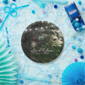 ラブバード + 松の木の夜の結婚式の披露宴 ペーパープレート (パーティー)