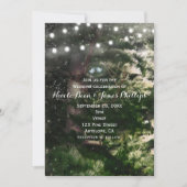 ラブバード + 松の木の夜の結婚式招待状 招待状 (正面)