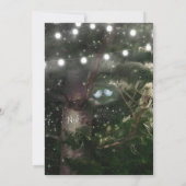 ラブバード + 松の木の夜の結婚式招待状 招待状 (裏面)