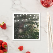 ラブバード+松の木の夜の結婚披露宴 スタンダードカクテルナプキン (インサイチュ)