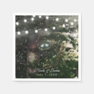 ラブバード+松の木の夜の結婚披露宴 スタンダードカクテルナプキン