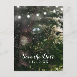 ラブバード + 松の木の夜 Save the Date 案内ポストカード