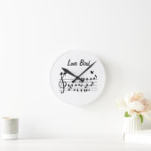 ラブバード 楽譜 黒白アート 壁掛け時計 ラウンド壁時計 (ホーム)