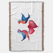 ラブバード、水彩鳥ブランケット スローブランケット (正面縦)