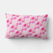 ラブバード 水彩 ピンク 材木 クッション枕 ランバークッション (裏面)