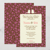 ラブバード(水玉模様結婚) 招待状 (正面/裏面)