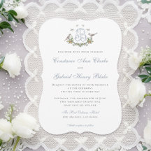 ラブバード"B"モノグラム結婚式招待状