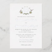 ラブバード"H"モノグラムフォイル結婚式招待状 箔招待状 (正面)