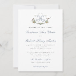 ラブバード"M"モノグラム結婚式招待状 招待状