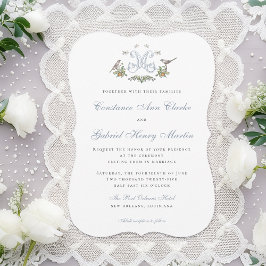 ラブバード"M"モノグラム結婚式招待状 招待状