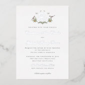 ラブバード"R"モノグラムフォイル結婚式招待状 箔招待状 (正面)