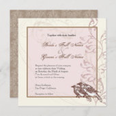 ラブバード'nレース – バラ結婚式招待状 招待状 (正面/裏面)